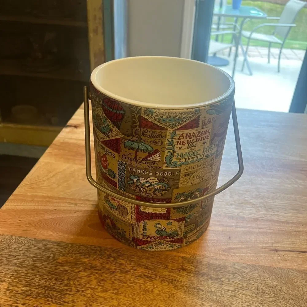 Vintage Multicolor Decorative ice. Bucket. French country.